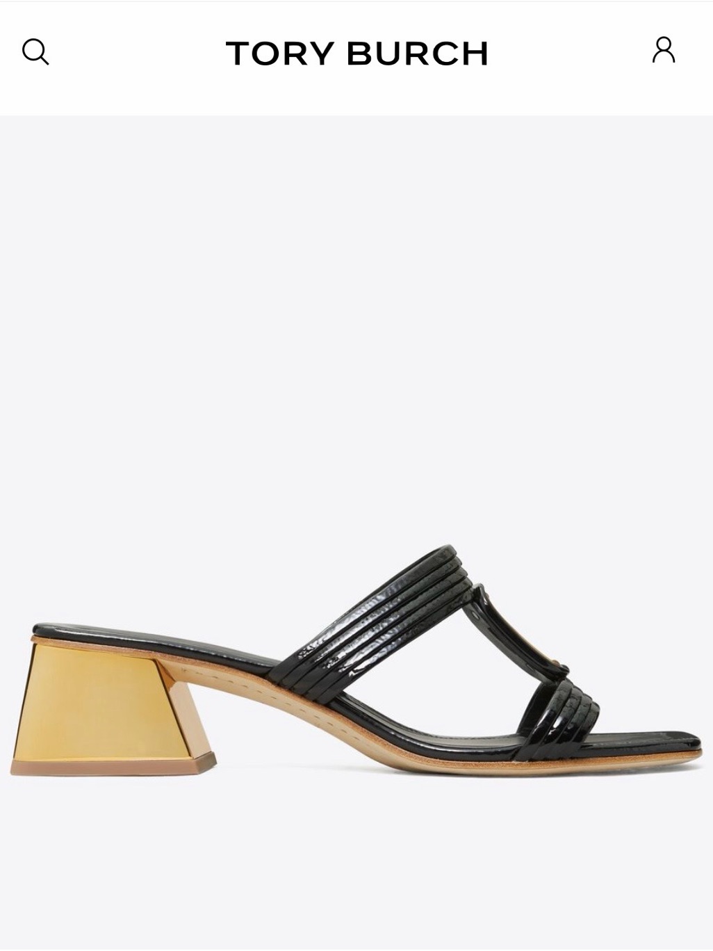 New Tory Burch Georgia Bombe Mule Black Patent Leather. Size 9.5